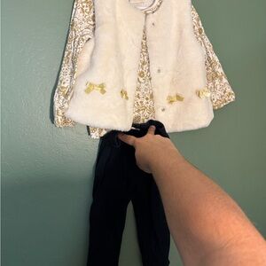First Impressions Toddler Girl Faux Fur Vest Outfit Set, Size 24M